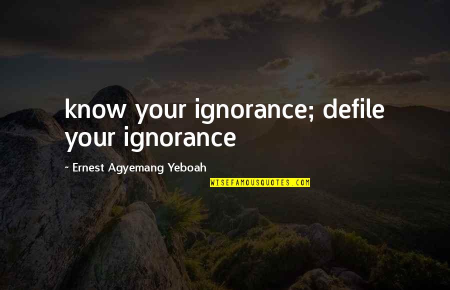 Making Change In The World Quotes By Ernest Agyemang Yeboah: know your ignorance; defile your ignorance