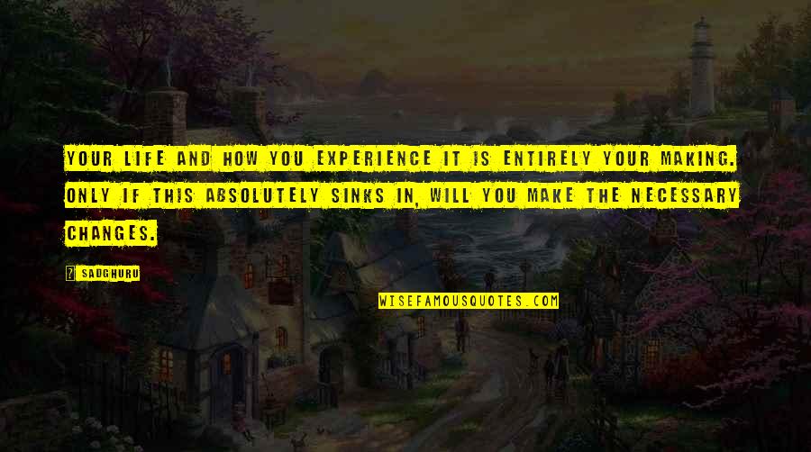 Making Changes In My Life Quotes By Sadghuru: Your life and how you experience it is Making Changes In My Life Quotes By Sadghuru: Your life and how you experience it is