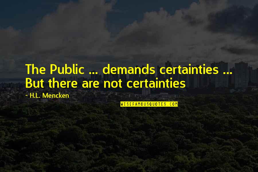 Making Decision Quotes By H.L. Mencken: The Public ... demands certainties ... But there