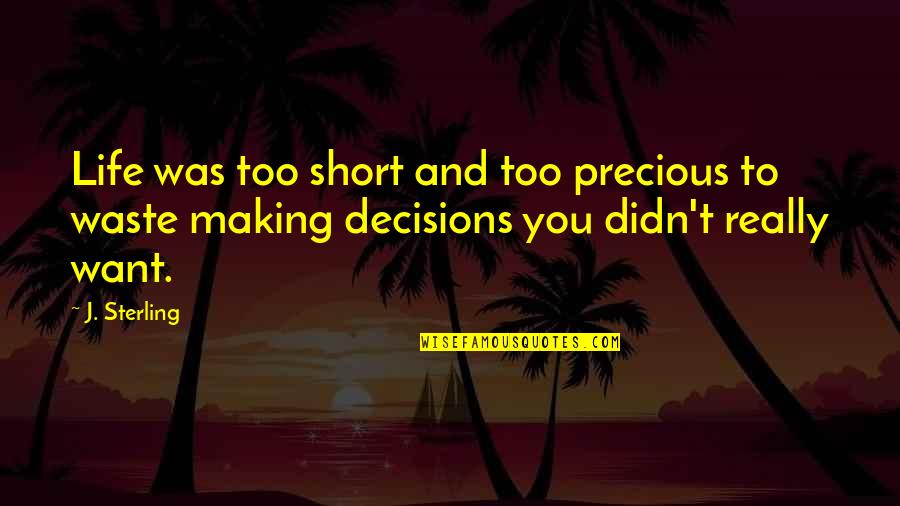 Making Decisions In Life Quotes By J. Sterling: Life was too short and too precious to