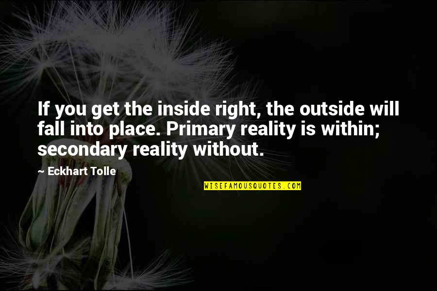 Making Hard Decisions Quotes By Eckhart Tolle: If you get the inside right, the outside