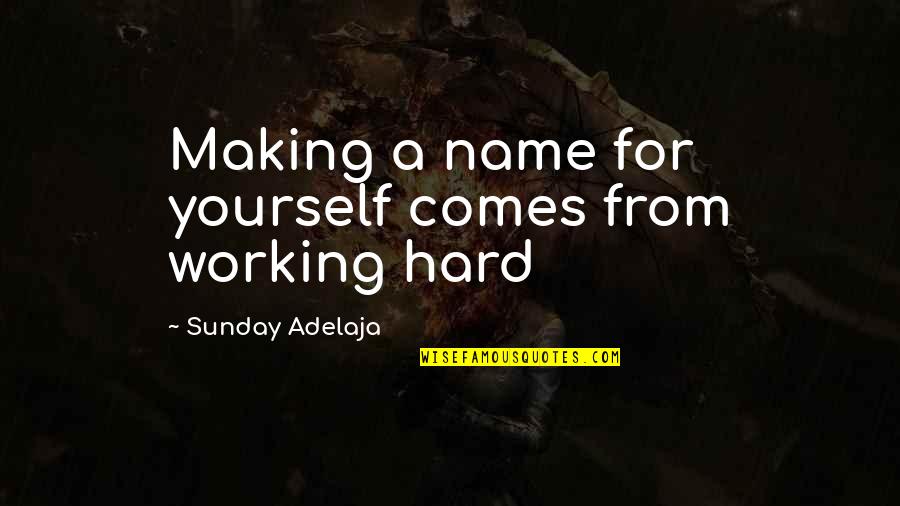Making History Quotes By Sunday Adelaja: Making a name for yourself comes from working