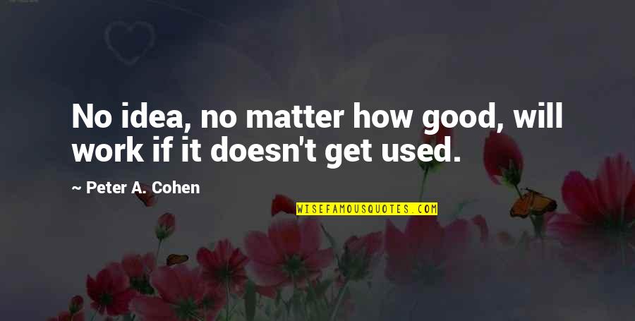 Making Ideas Happen Quotes By Peter A. Cohen: No idea, no matter how good, will work