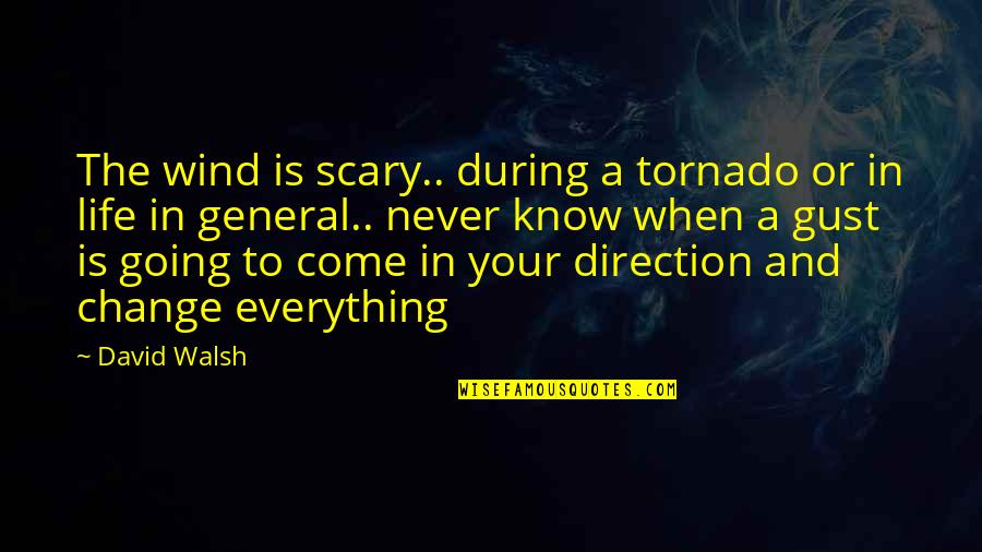 Making It Monday Quotes By David Walsh: The wind is scary.. during a tornado or