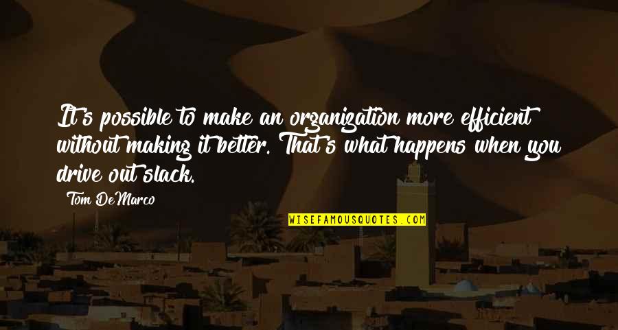 Making It Possible Quotes By Tom DeMarco: It's possible to make an organization more efficient