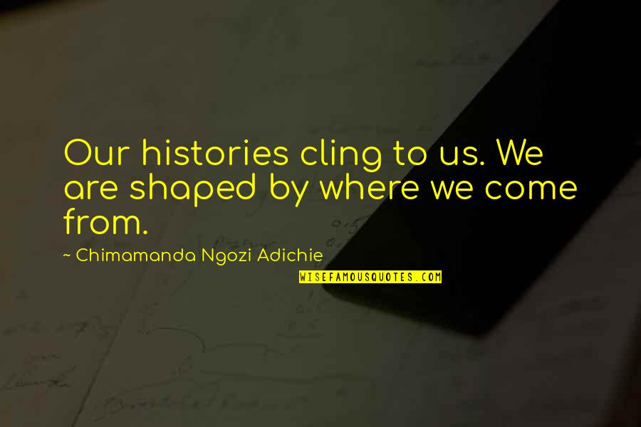 Making It Through Hard Times In Life Quotes By Chimamanda Ngozi Adichie: Our histories cling to us. We are shaped Making It Through Hard Times In Life Quotes By Chimamanda Ngozi Adichie: Our histories cling to us. We are shaped