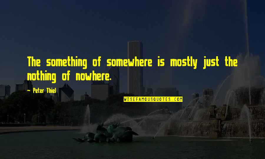 Making Life Changes Quotes By Peter Thiel: The something of somewhere is mostly just the