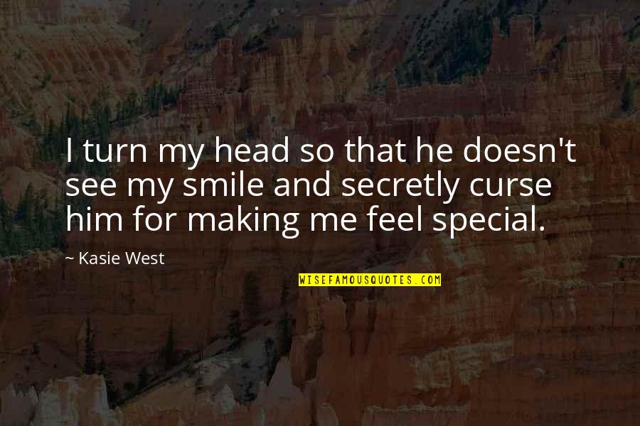 Making Me Love You Quotes By Kasie West: I turn my head so that he doesn't