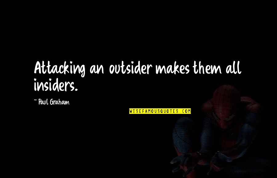 Making My Heart Beat Quotes By Paul Graham: Attacking an outsider makes them all insiders. Making My Heart Beat Quotes By Paul Graham: Attacking an outsider makes them all insiders.