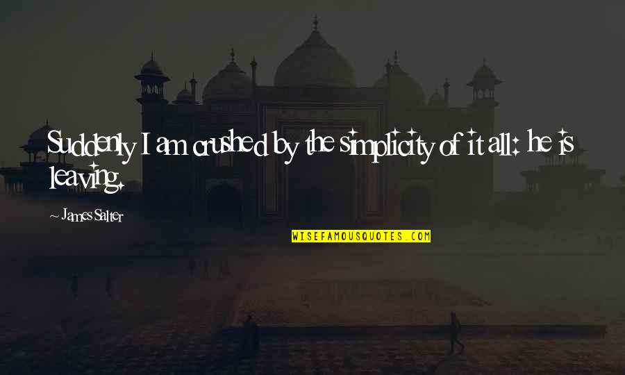 Making Others Feel Loved Quotes By James Salter: Suddenly I am crushed by the simplicity of
