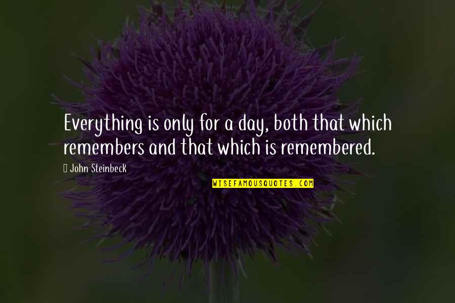 Making Positive Changes Quotes By John Steinbeck: Everything is only for a day, both that