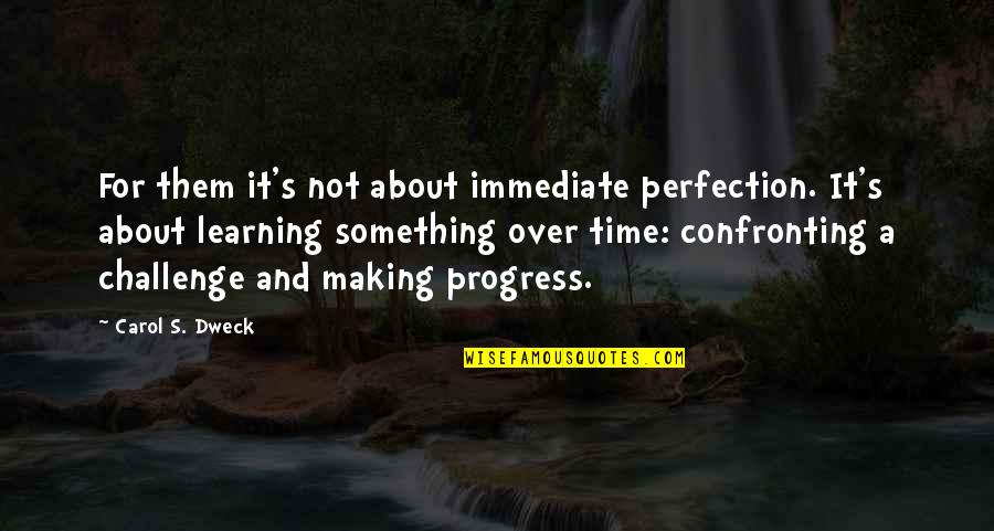 Making Progress Quotes By Carol S. Dweck: For them it's not about immediate perfection. It's