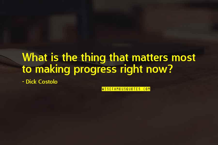 Making Progress Quotes By Dick Costolo: What is the thing that matters most to