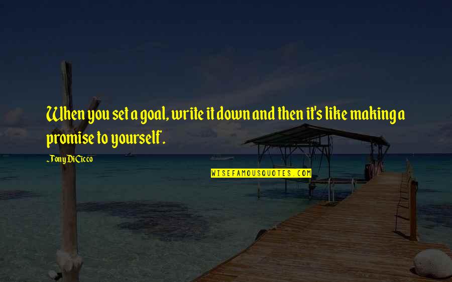 Making The Best Of Yourself Quotes By Tony DiCicco: When you set a goal, write it down