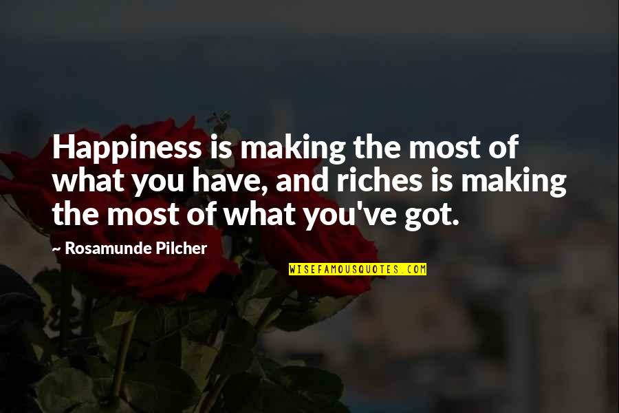 Making The Most Of What You Have Quotes By Rosamunde Pilcher: Happiness is making the most of what you