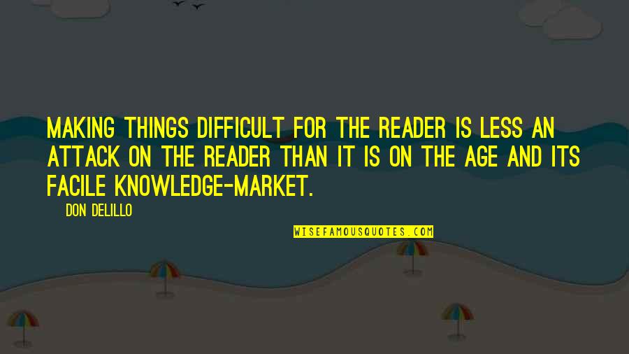 Making Things Quotes By Don DeLillo: Making things difficult for the reader is less