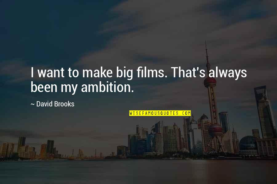 Making Time Quote Quotes By David Brooks: I want to make big films. That's always