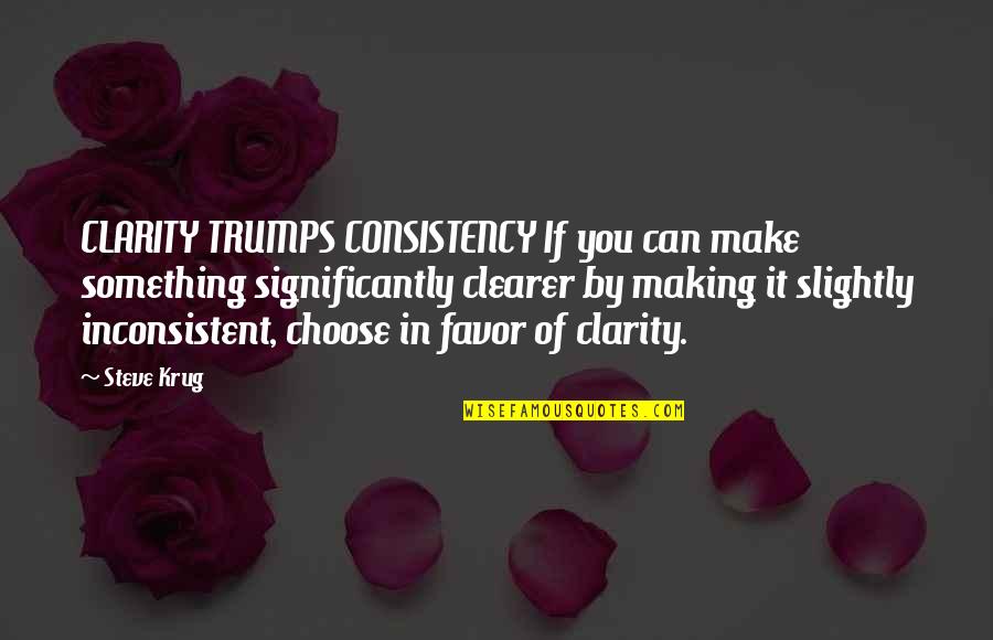 Making Work Decisions Quotes By Steve Krug: CLARITY TRUMPS CONSISTENCY If you can make something