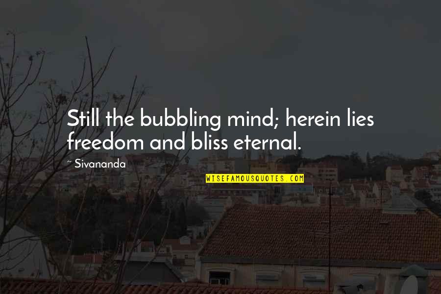 Makri Ronse Quotes By Sivananda: Still the bubbling mind; herein lies freedom and