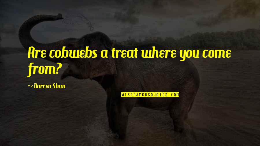 Maksiat Quotes By Darren Shan: Are cobwebs a treat where you come from?