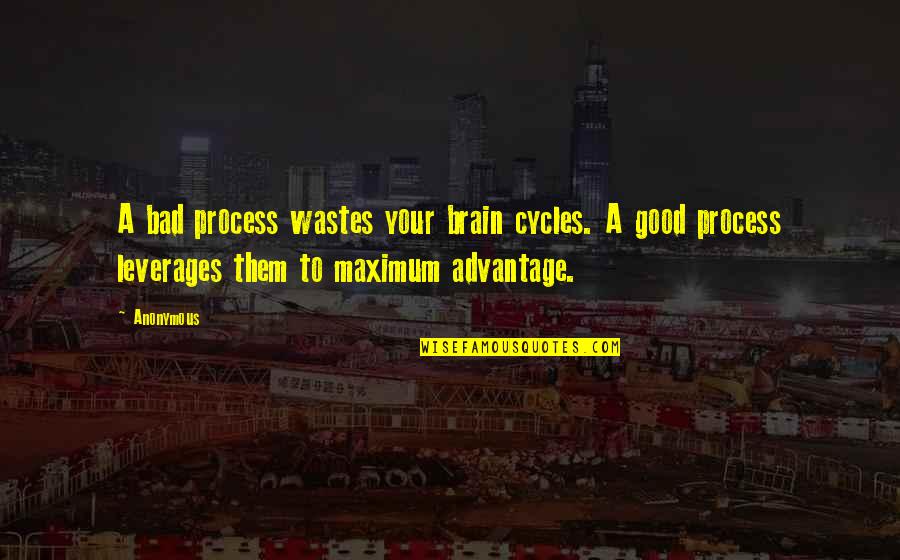 Maksimilians Robespjers Quotes By Anonymous: A bad process wastes your brain cycles. A Maksimilians Robespjers Quotes By Anonymous: A bad process wastes your brain cycles. A