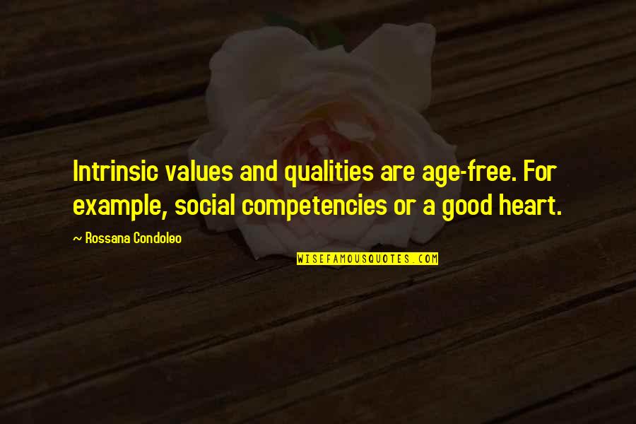 Mal Jzia T Rk Pe S K Rny Ke Quotes By Rossana Condoleo: Intrinsic values and qualities are age-free. For example, Mal Jzia T Rk Pe S K Rny Ke Quotes By Rossana Condoleo: Intrinsic values and qualities are age-free. For example,