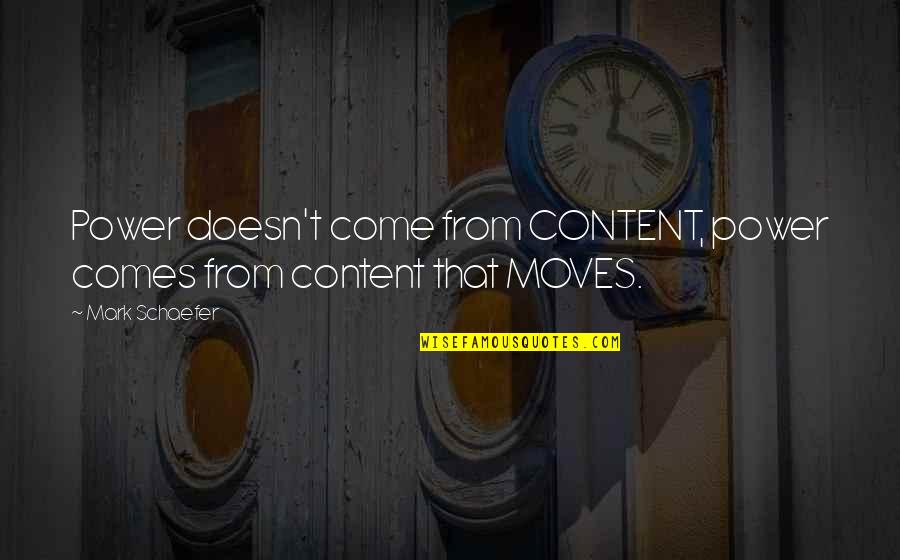 Malabo Hugot Quotes By Mark Schaefer: Power doesn't come from CONTENT, power comes from