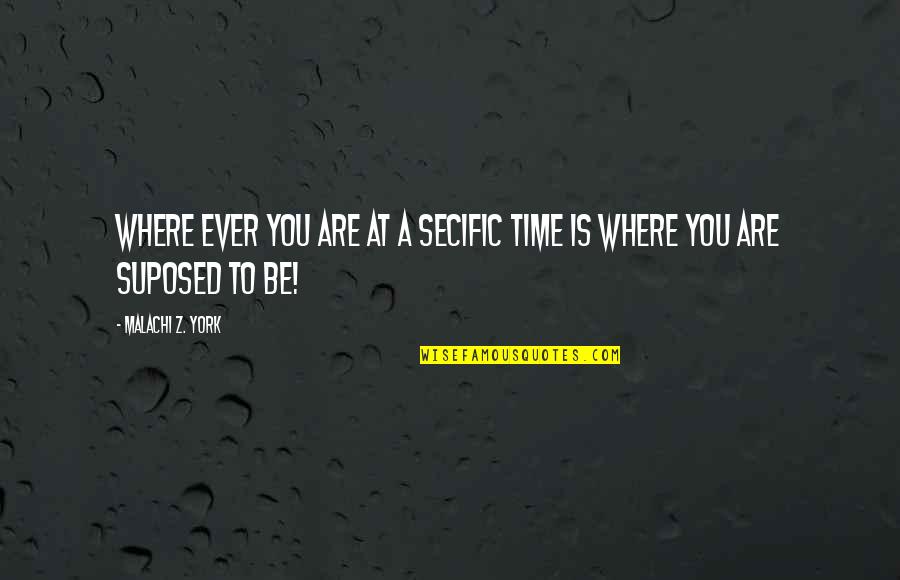 Malachi Quotes By Malachi Z. York: Where ever you are at a secific time