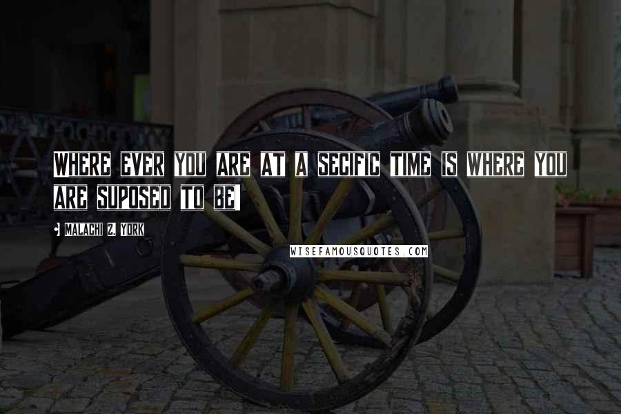 Malachi Z. York quotes: Where ever you are at a secific time is where you are suposed to be!