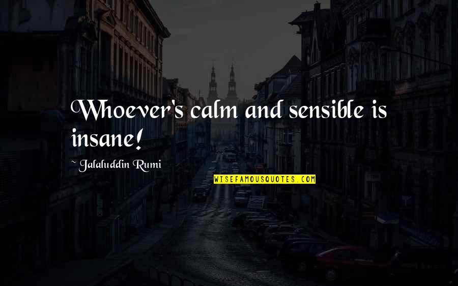 Malachy Mcallister Quotes By Jalaluddin Rumi: Whoever's calm and sensible is insane!