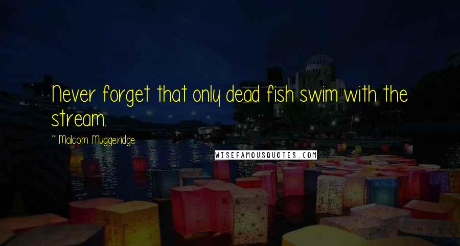 Malcolm Muggeridge quotes: Never forget that only dead fish swim with the stream.