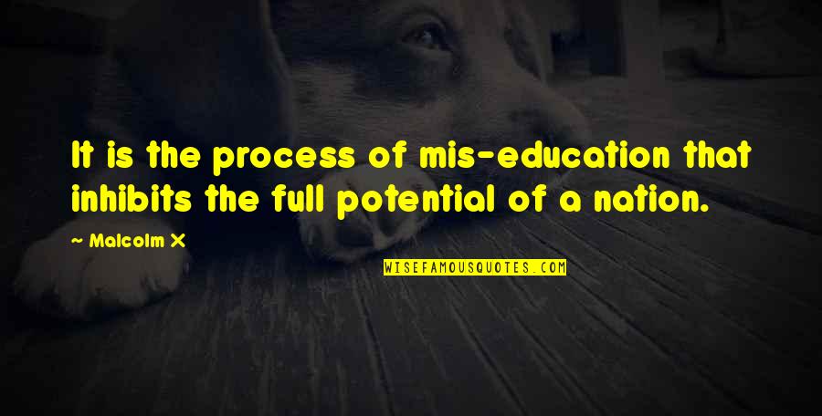 Malcolm Quotes By Malcolm X: It is the process of mis-education that inhibits