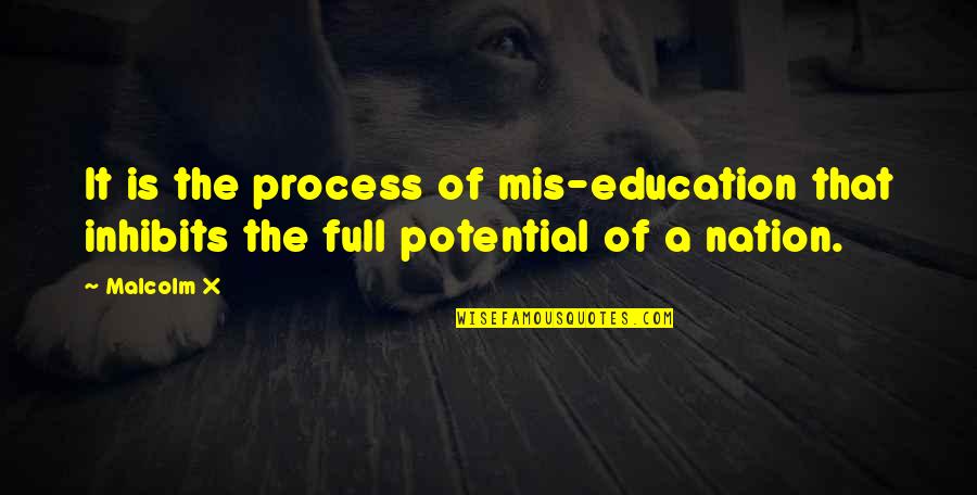 Malcolm X Education Quotes By Malcolm X: It is the process of mis-education that inhibits