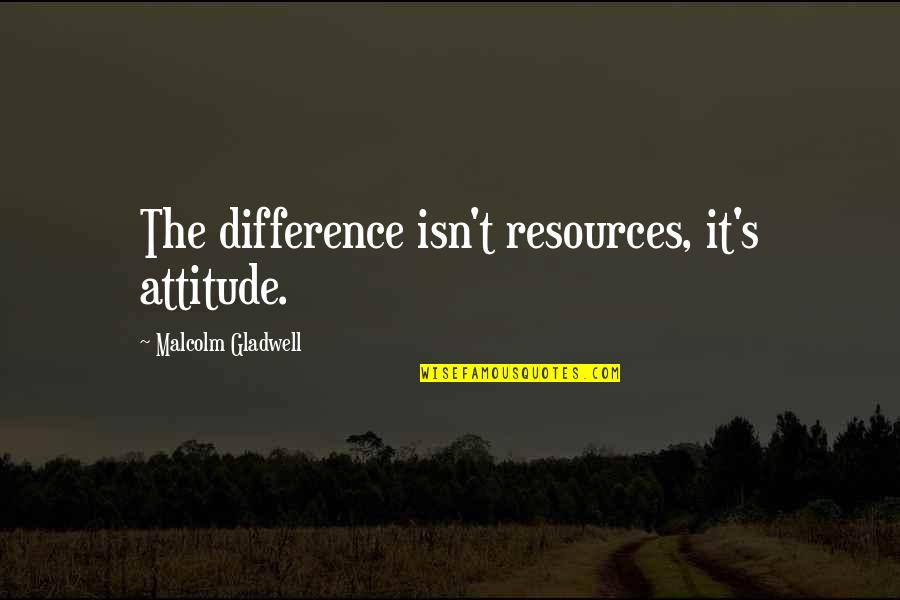 Malcolm's Quotes By Malcolm Gladwell: The difference isn't resources, it's attitude.