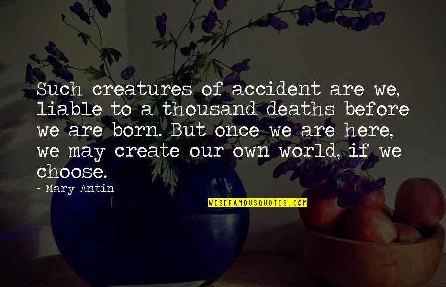 Malderen Dokters Quotes By Mary Antin: Such creatures of accident are we, liable to Malderen Dokters Quotes By Mary Antin: Such creatures of accident are we, liable to