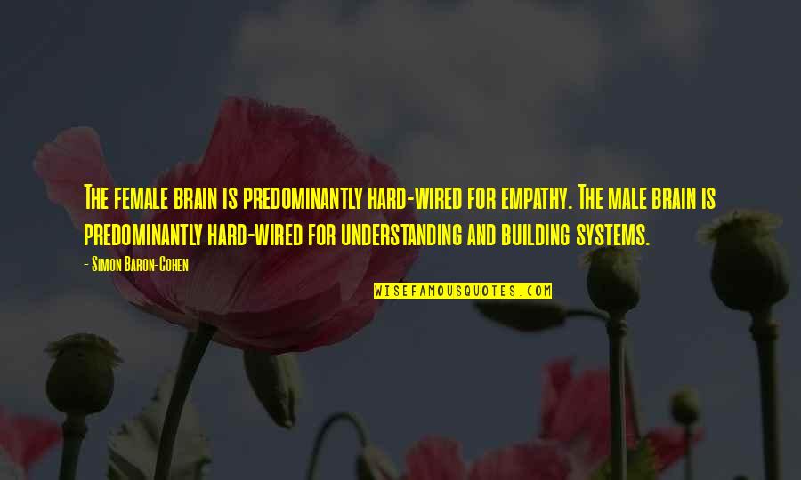 Male And Female Brain Quotes By Simon Baron-Cohen: The female brain is predominantly hard-wired for empathy.