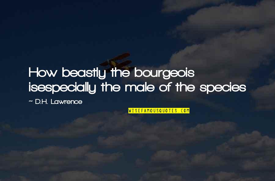 Male Quotes By D.H. Lawrence: How beastly the bourgeois isespecially the male of