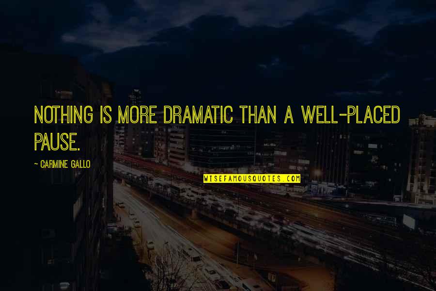 Malene Birger Quotes By Carmine Gallo: Nothing is more dramatic than a well-placed pause. Malene Birger Quotes By Carmine Gallo: Nothing is more dramatic than a well-placed pause.