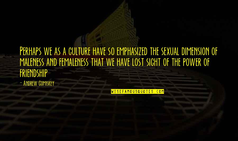 Maleness Quotes By Andrew Comiskey: Perhaps we as a culture have so emphasized