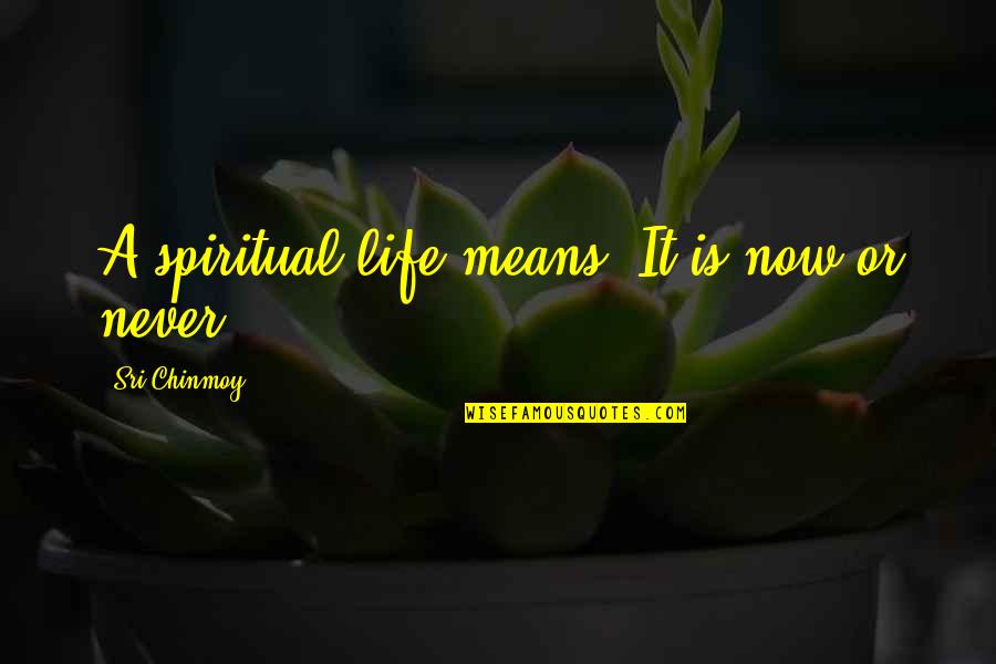 Maleski Award Quotes By Sri Chinmoy: A spiritual life means: It is now or