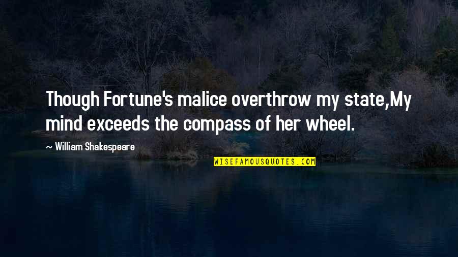 Malice's Quotes By William Shakespeare: Though Fortune's malice overthrow my state,My mind exceeds