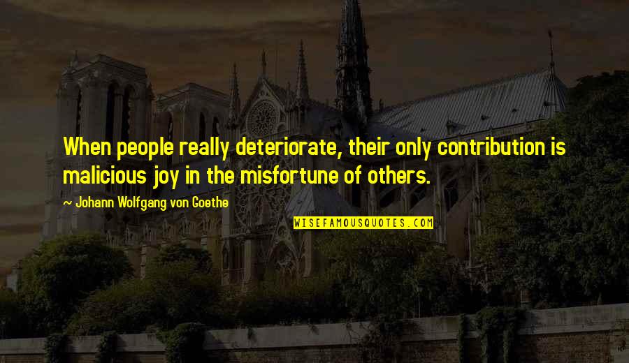 Malicious Quotes By Johann Wolfgang Von Goethe: When people really deteriorate, their only contribution is