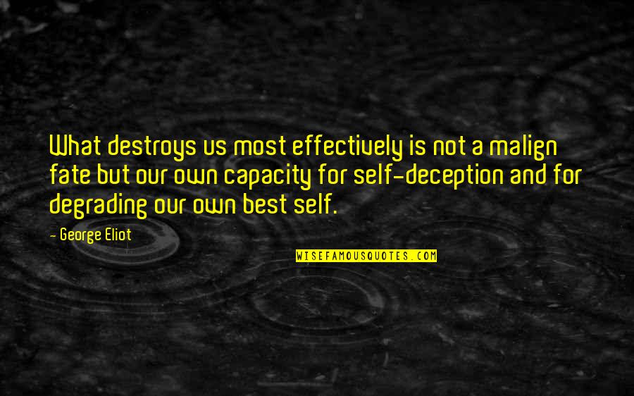 Malign Quotes By George Eliot: What destroys us most effectively is not a