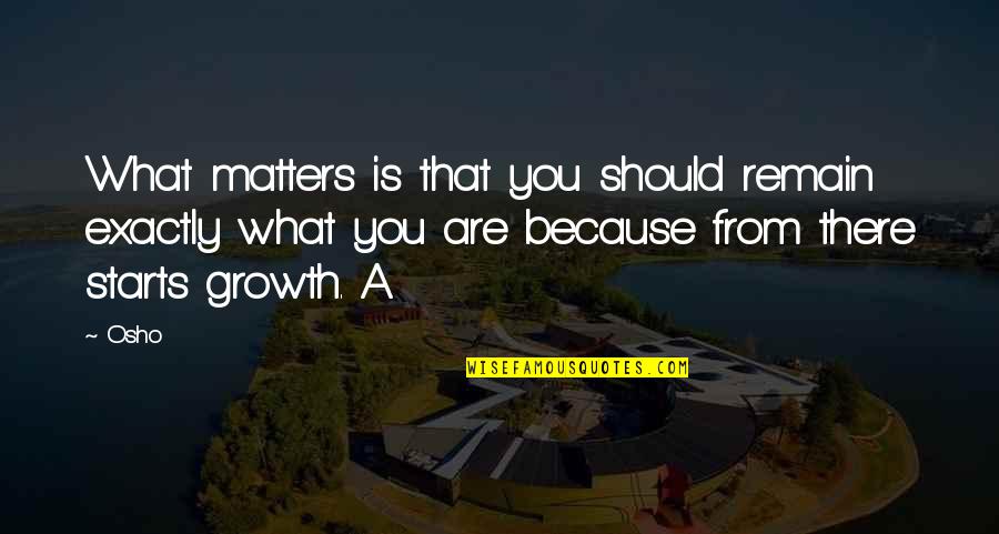 Malinali Proved Quotes By Osho: What matters is that you should remain exactly Malinali Proved Quotes By Osho: What matters is that you should remain exactly