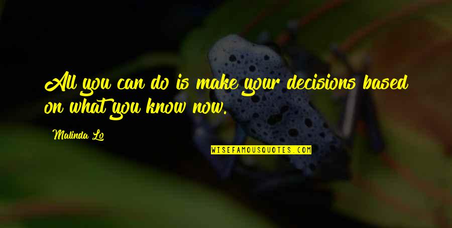Malinda Quotes By Malinda Lo: All you can do is make your decisions