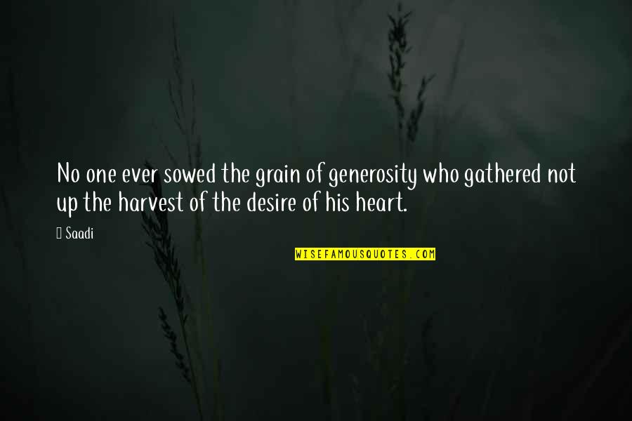 Mallaby Wikipedia Quotes By Saadi: No one ever sowed the grain of generosity