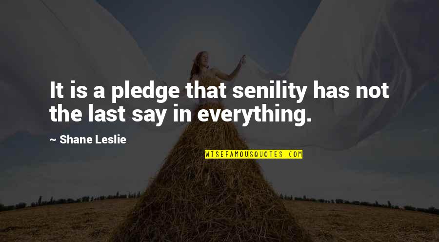 Mallah Rosary Quotes By Shane Leslie: It is a pledge that senility has not