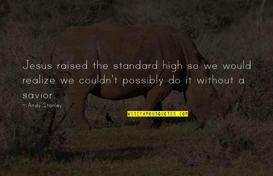 Mallenders Quotes By Andy Stanley: Jesus raised the standard high so we would