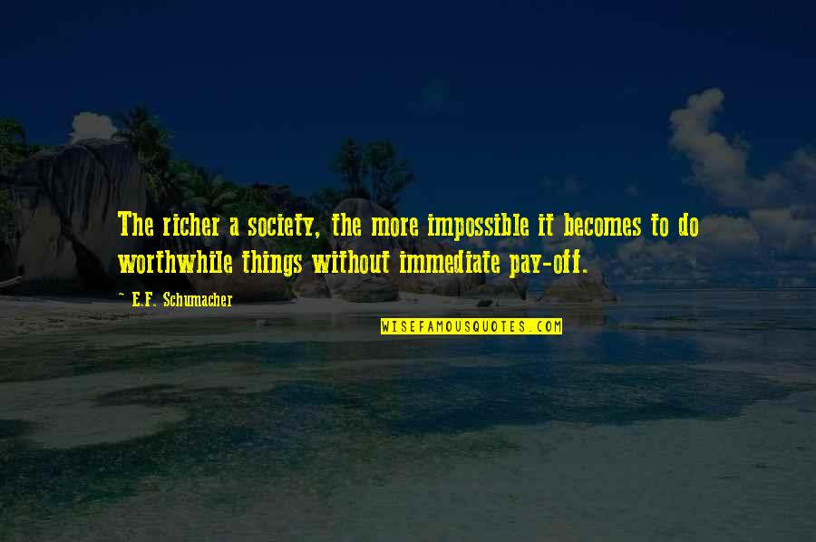 Malleswaram 8th Cross Quotes By E.F. Schumacher: The richer a society, the more impossible it