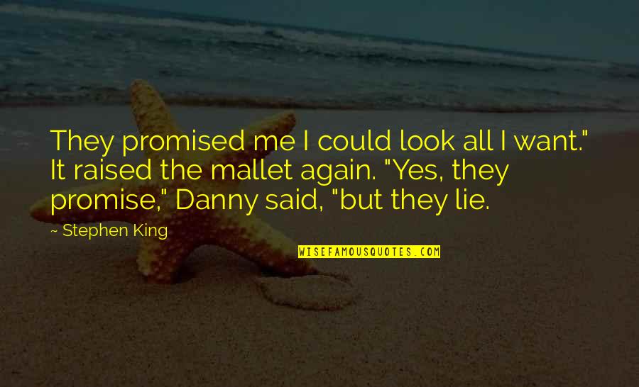 Mallet Quotes By Stephen King: They promised me I could look all I Mallet Quotes By Stephen King: They promised me I could look all I
